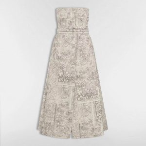 ATRA | Đầm Bustier Dài Giữa Thắt Đai – Denim Cotton Linen Baroque