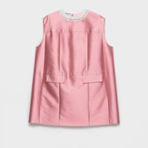 ATRA | Embroidered Double Shantung Dress – Begonia Pink Thanh Lịch Thủ Công